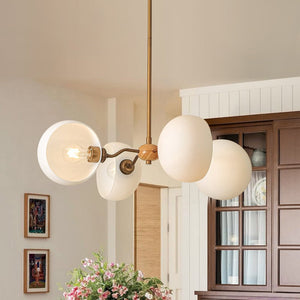 Chandelierias - Scandinavia 4 - Light Hemi - special Frosted Glass Linear Chandelier - Aged Brass - 
