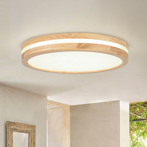 Chandelierias - Scandinavia Central Light - band LED Wood Round Flush Mount - Flush Mount - 15.7 in - Natural