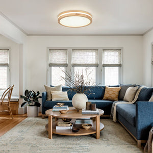 Chandelierias - Scandinavia Central Light - band LED Wood Round Flush Mount - Flush Mount - 15.7 in - Natural