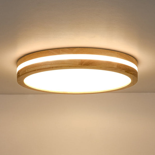 Chandelierias - Scandinavia Central Light - band LED Wood Round Flush Mount - Flush Mount - 15.7 in - Natural