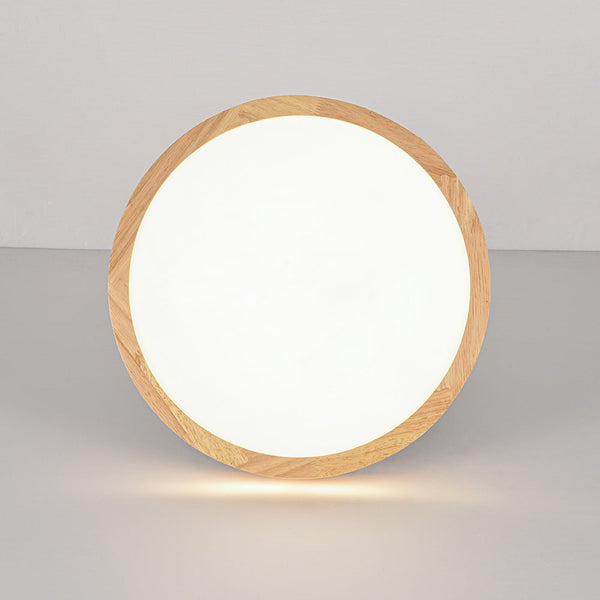 Chandelierias - Scandinavia Central Light - band LED Wood Round Flush Mount - Flush Mount - 15.7 in - Natural