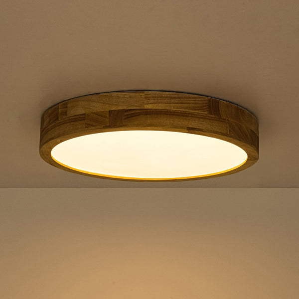 Chandelierias-Scandinavia Wooden 5CCT Dimmable LED Round Flush Mount-Flush Mount-Light Oak-