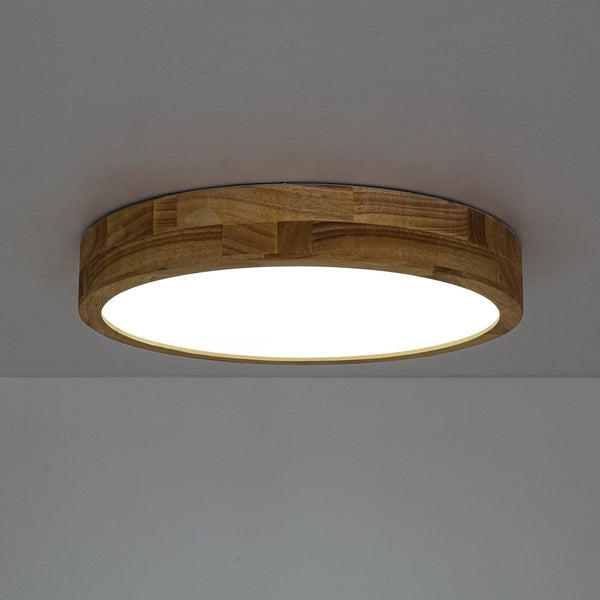 Chandelierias-Scandinavia Wooden 5CCT Dimmable LED Round Flush Mount-Flush Mount-Light Oak-