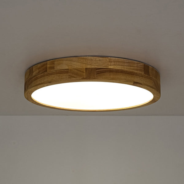 Chandelierias-Scandinavia Wooden 5CCT Dimmable LED Round Flush Mount-Flush Mount-Light Oak-