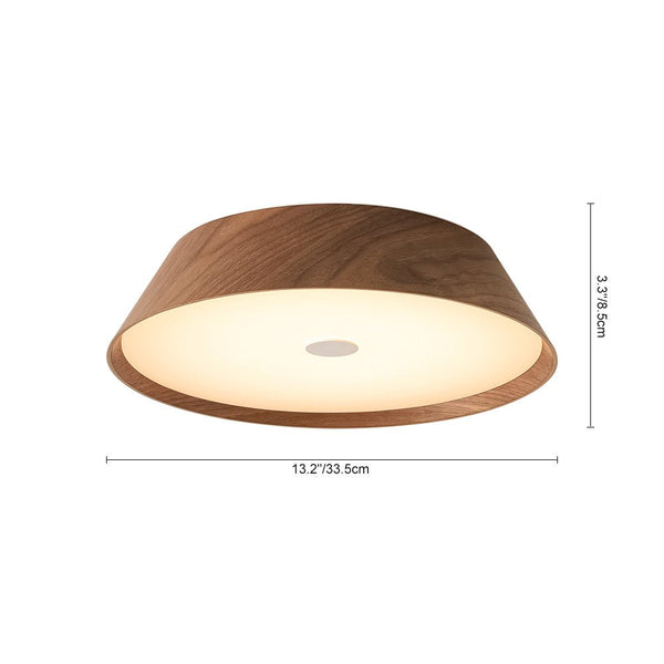 Chandelierias - Scandinavian Conical Cake - Shaped Wood Dimmable LED Flush Mount - Flush Mount - Dark Walnut - 