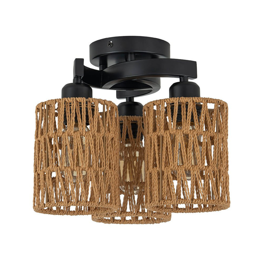 Chandelierias - Scandinavian Entryway 3 - Light Cylinder Woven Semi - flush Mount - Semi Flush - 3 Bulbs - 