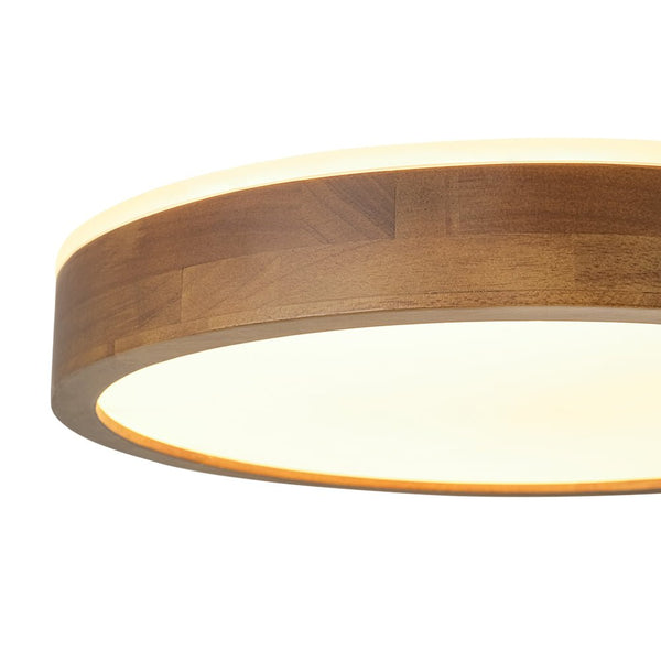 Chandelierias - Scandinavian Round Wood Dimmable LED Flush Mount - Flush Mount - Walnut - 15.7 in