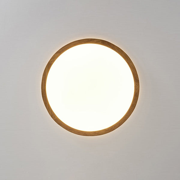 Chandelierias - Scandinavian Round Wood Dimmable LED Flush Mount - Flush Mount - Walnut - 15.7 in