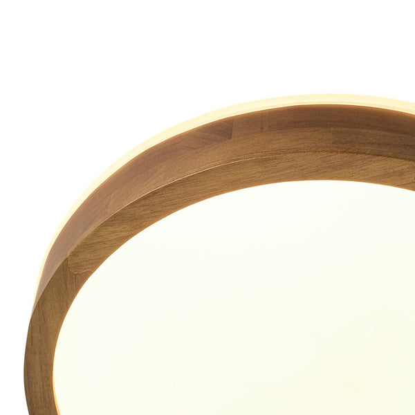 Chandelierias - Scandinavian Round Wood Dimmable LED Flush Mount - Flush Mount - Walnut - 15.7 in