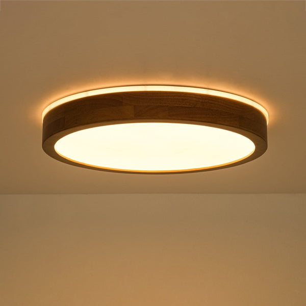 Chandelierias-Scandinavian Round Wood Dimmable LED Flush Mount-Flush Mount-Walnut-19.7 in (Back-order)