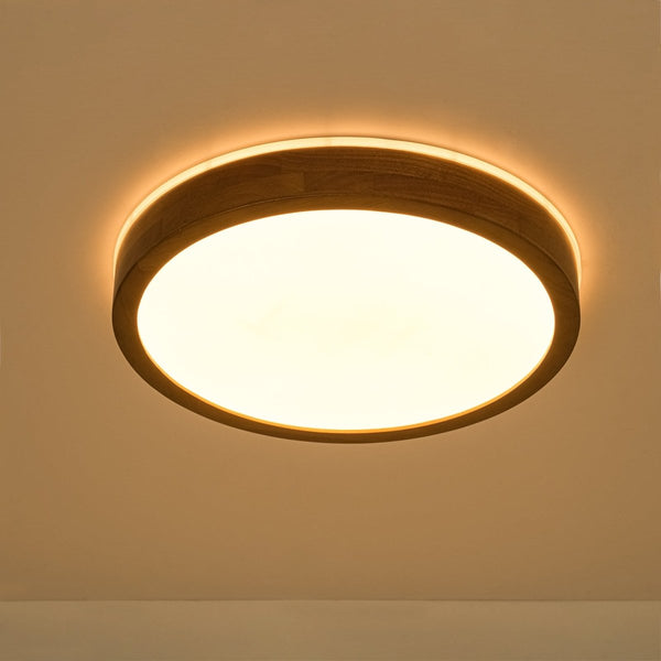 Chandelierias-Scandinavian Round Wood Dimmable LED Flush Mount-Flush Mount-Walnut-19.7 in (Back-order)