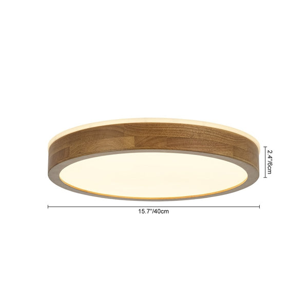 Chandelierias-Scandinavian Round Wood Dimmable LED Flush Mount-Flush Mount-Walnut-19.7 in (Back-order)