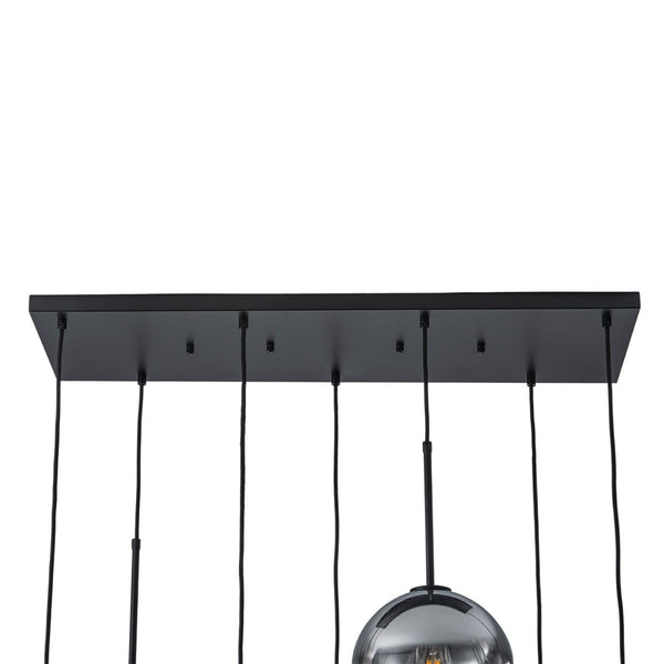 Chandelierias-Sculptural 7-Light Multi-globe Ombre Mirror Glass Linear Chandelier-Chandeliers-Black-