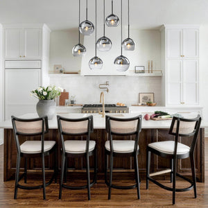 Chandelierias-Sculptural 7-Light Multi-globe Ombre Mirror Glass Linear Chandelier-Chandeliers-Gold-