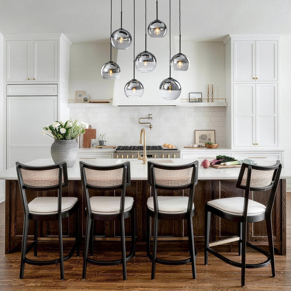 Chandelierias-Sculptural 7-Light Multi-globe Ombre Mirror Glass Linear Chandelier-Chandeliers-Gold-