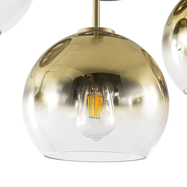 Chandelierias-Sculptural 7-Light Multi-globe Ombre Mirror Glass Linear Chandelier-Chandeliers-Gold-