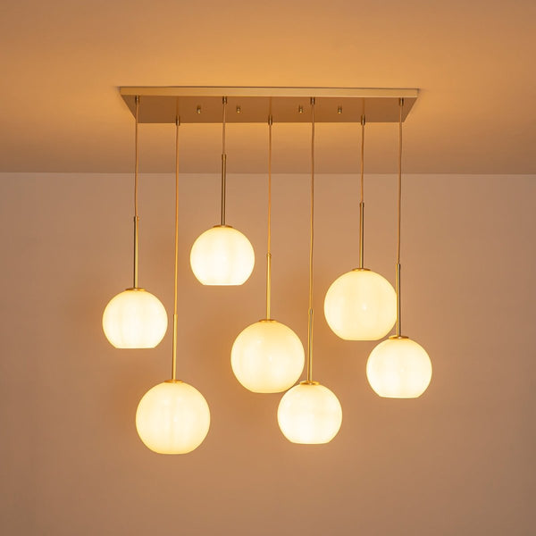 Chandelierias-Sculptural 7-Light Multi Glossy Glass Chandelier-Chandeliers-Gold-
