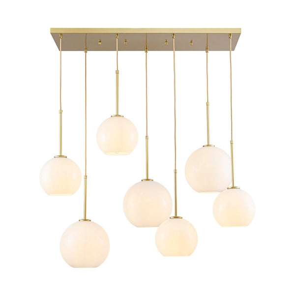 Chandelierias-Sculptural 7-Light Multi Glossy Glass Chandelier-Chandeliers-Gold-