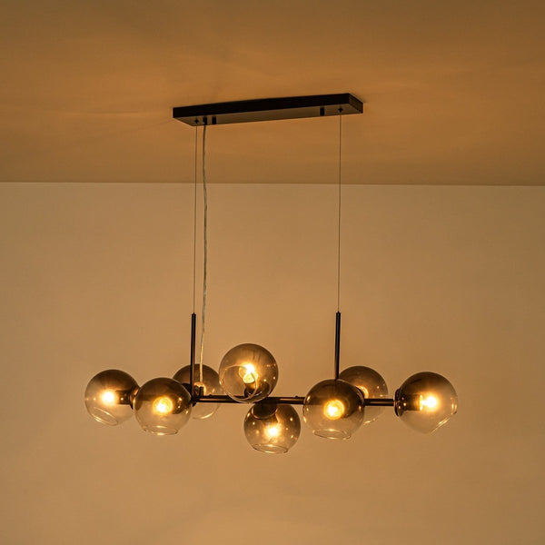 Chandelierias-Sculptural 8-Light Staggered Gradient Glass Island Chandelier-Chandeliers-Black-