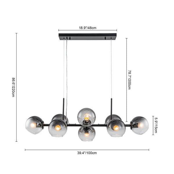 Chandelierias-Sculptural 8-Light Staggered Gradient Glass Island Chandelier-Chandeliers-Black-