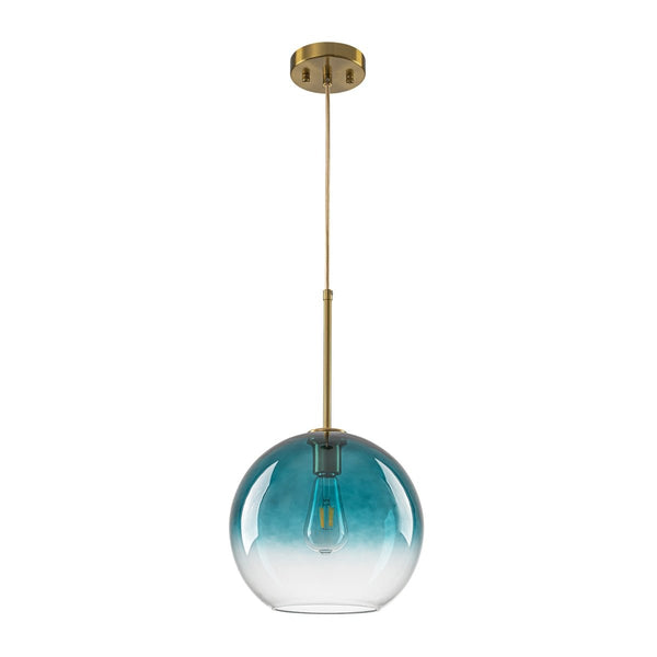 Chandelierias-Sculptural Gradient Tinted Glass Globe Single Pendant-Pendants-Emerald Green-