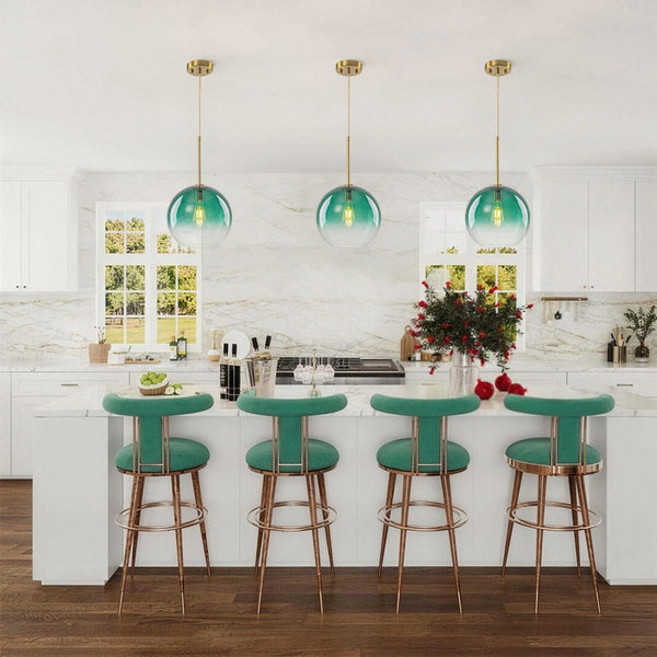 Chandelierias-Sculptural Gradient Tinted Glass Globe Single Pendant-Pendants-Emerald Green-