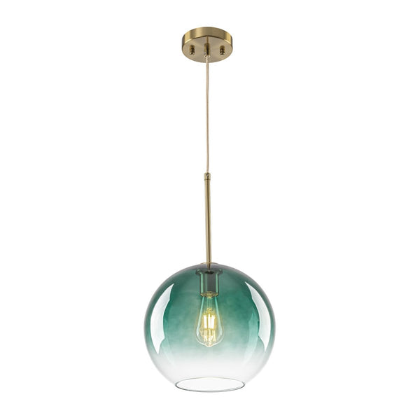 Chandelierias-Sculptural Gradient Tinted Glass Globe Single Pendant-Pendants-Emerald Green-
