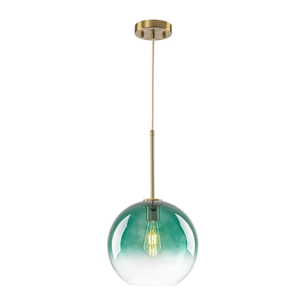 Chandelierias-Sculptural Gradient Tinted Glass Globe Single Pendant-Pendants-Emerald Green-