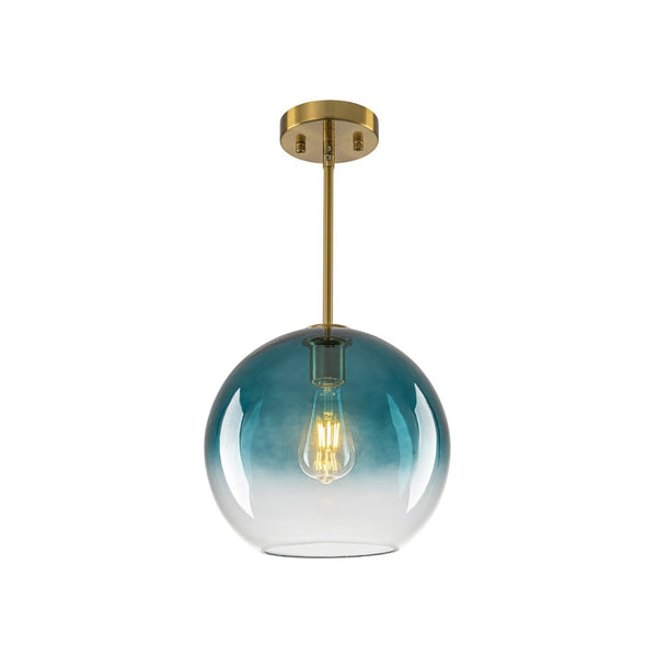 Chandelierias-Sculptural Gradient Tinted Glass Globe Single Pendant-Pendants-Teal Blue-