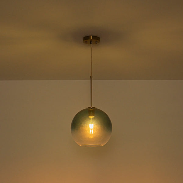 Chandelierias-Sculptural Gradient Tinted Glass Globe Single Pendant-Pendants-Teal Blue-