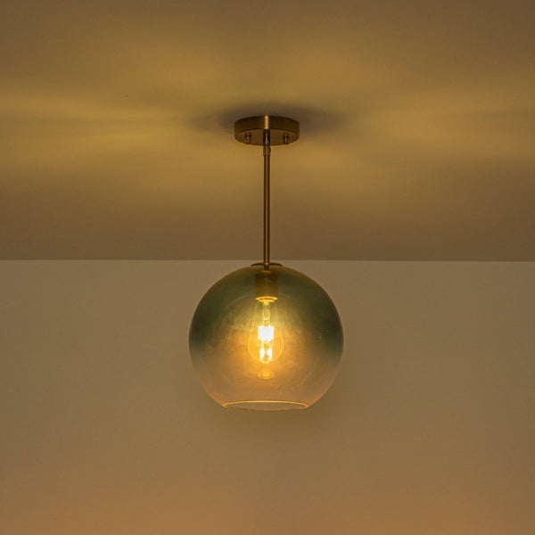 Chandelierias-Sculptural Gradient Tinted Glass Globe Single Pendant-Pendants-Teal Blue-