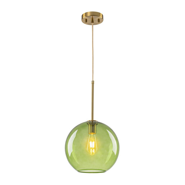 Chandelierias-Sculptural Solid Colored Glass Globe Single Pendant-Pendants-Olive Green-