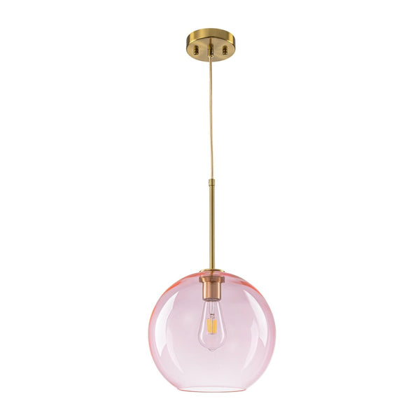 Chandelierias-Sculptural Solid Colored Glass Globe Single Pendant-Pendants-Soft Pink-