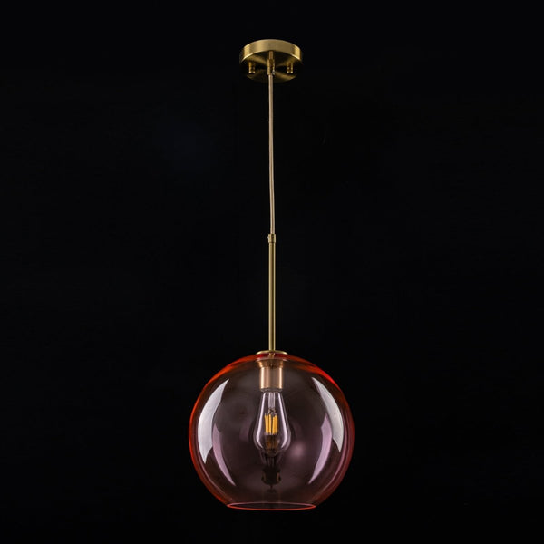 Chandelierias-Sculptural Solid Colored Glass Globe Single Pendant-Pendants-Soft Pink-