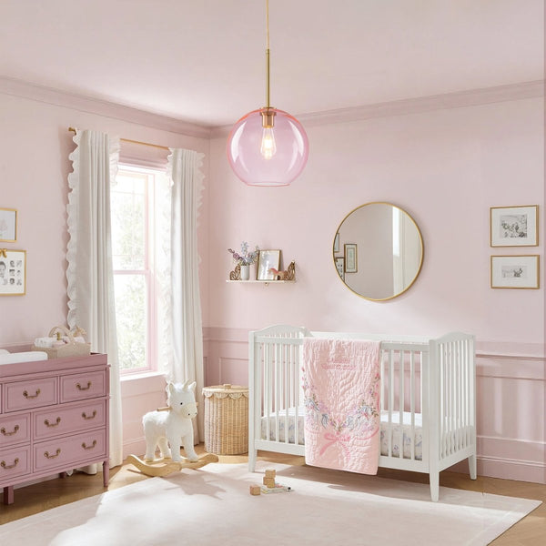 Chandelierias-Sculptural Solid Colored Glass Globe Single Pendant-Pendants-Soft Pink-