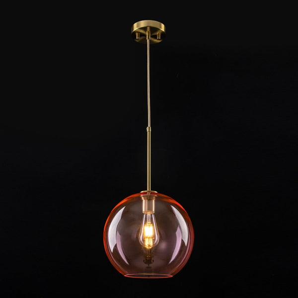 Chandelierias-Sculptural Solid Colored Glass Globe Single Pendant-Pendants-Soft Pink-