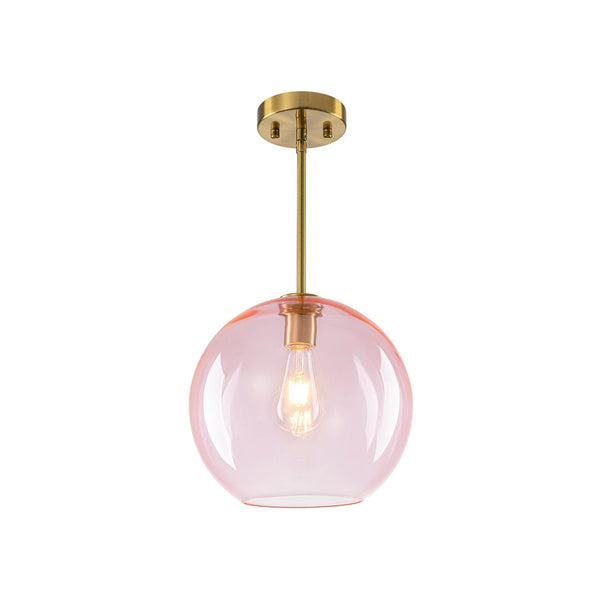 Chandelierias-Sculptural Solid Colored Glass Globe Single Pendant-Pendants-Soft Pink-