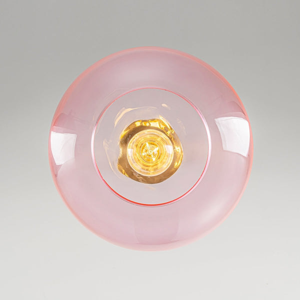 Chandelierias-Sculptural Solid Colored Glass Globe Single Pendant-Pendants-Soft Pink-