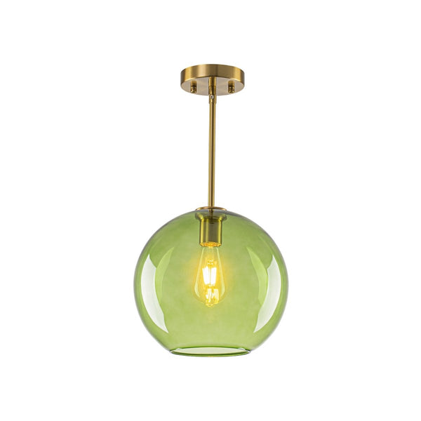 Chandelierias-Sculptural Solid Colored Glass Globe Single Pendant-Pendants-Warm Amber-