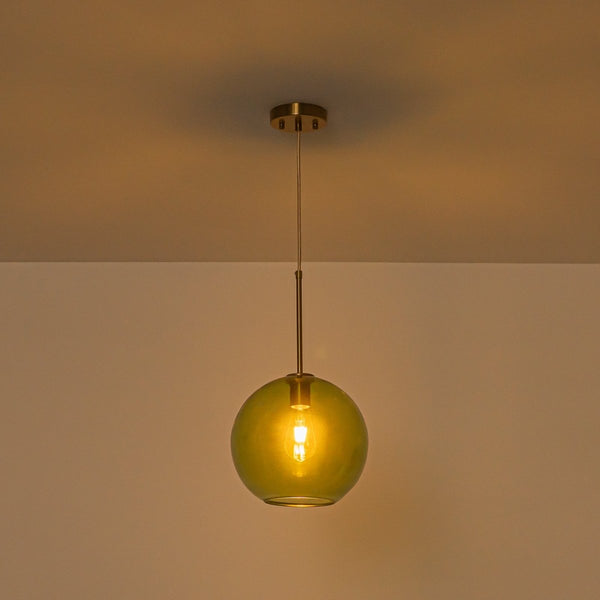 Chandelierias-Sculptural Solid Colored Glass Globe Single Pendant-Pendants-Warm Amber-
