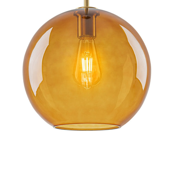 Chandelierias-Sculptural Solid Colored Glass Globe Single Pendant-Pendants-Warm Amber-