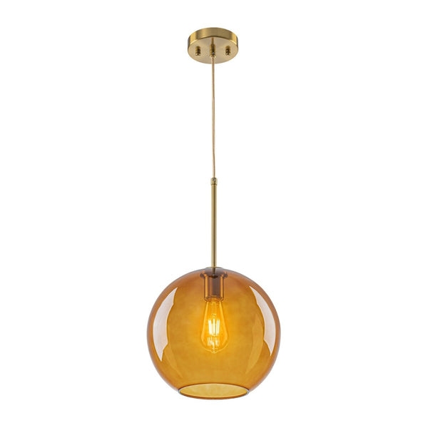Chandelierias-Sculptural Solid Colored Glass Globe Single Pendant-Pendants-Warm Amber-