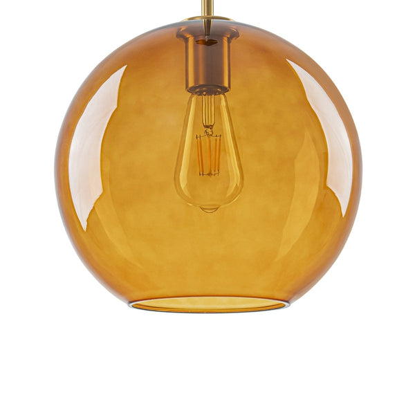 Chandelierias-Sculptural Solid Colored Glass Globe Single Pendant-Pendants-Warm Amber-