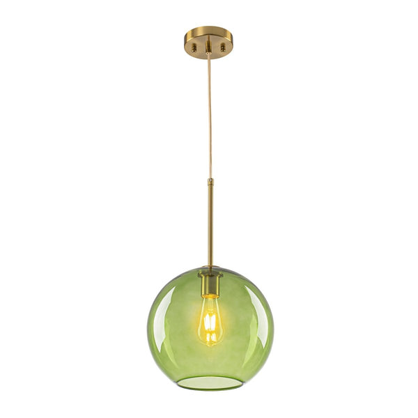 Chandelierias-Sculptural Solid Colored Glass Globe Single Pendant-Pendants-Warm Amber-