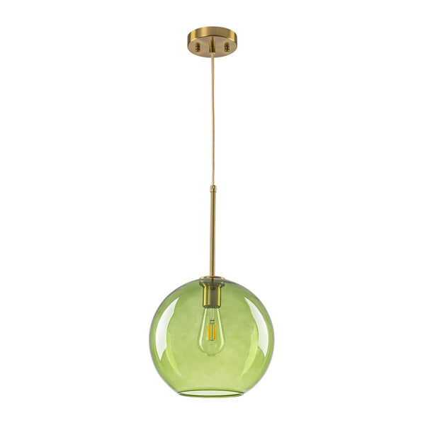 Chandelierias-Sculptural Solid Colored Glass Globe Single Pendant-Pendants-Warm Amber-