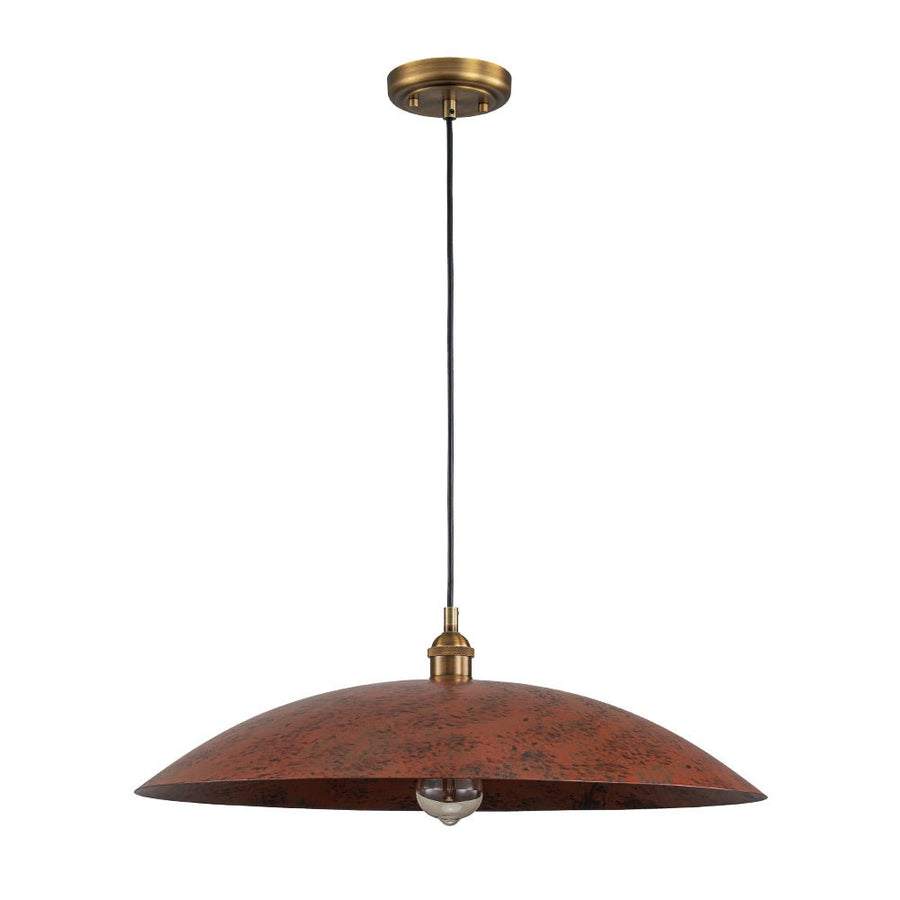 Chandelierias - Single Light Brick Flat Oversized Dome Pendant - Pendant - Brick Red - 