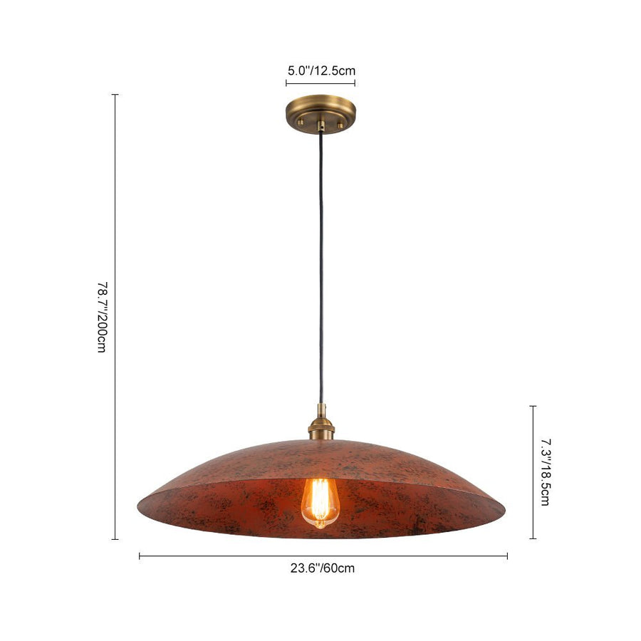 Chandelierias - Single Light Brick Flat Oversized Dome Pendant - Pendant - Brick Red - 