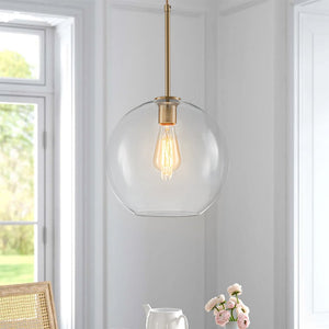 Chandelierias - Single - Light Sculptural Glass Globe Pendant - Pendant - Brass - 