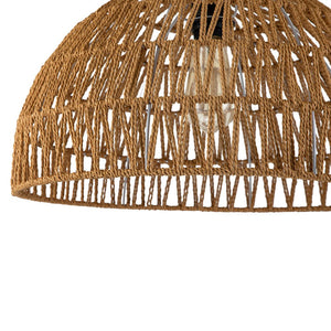 Chandelierias-Single-Light Woven Rattan Dome Pendant-Pendant-Brown-