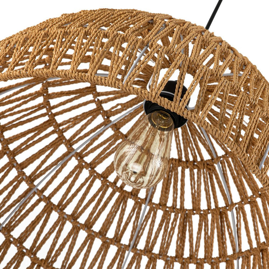 Chandelierias-Single-Light Woven Rattan Dome Pendant-Pendant-Brown-